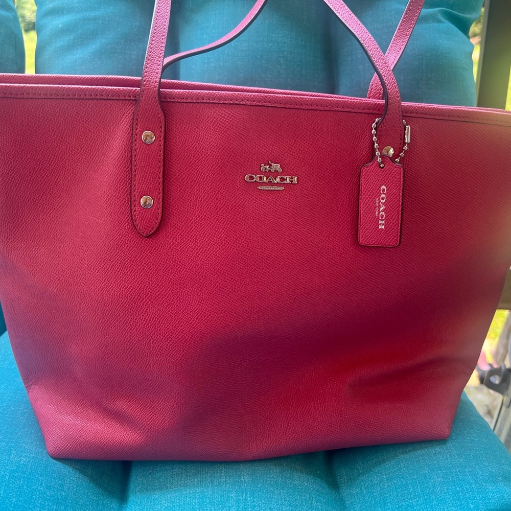 Coach Pink Leather Tote with Gold Hardware